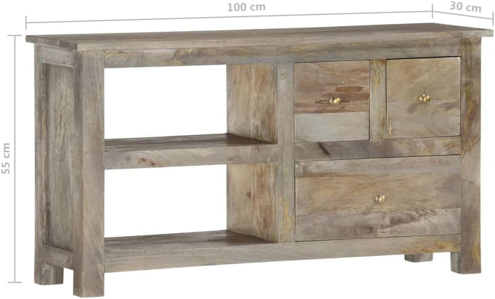 vidaXL Mangoholz Massiv TV Schrank mit 2 Regalen 3 Schubladen Lowboard Fernsehtisch Fernsehschrank T