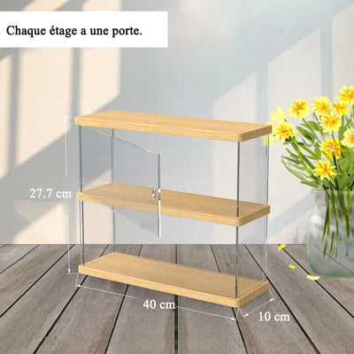 Joody Vitrine aus Acryl, Plexiglas-Boxen mit 2 Ebenen, Vitrine mit Tür für Pop-Figuren, Minifigur, S
