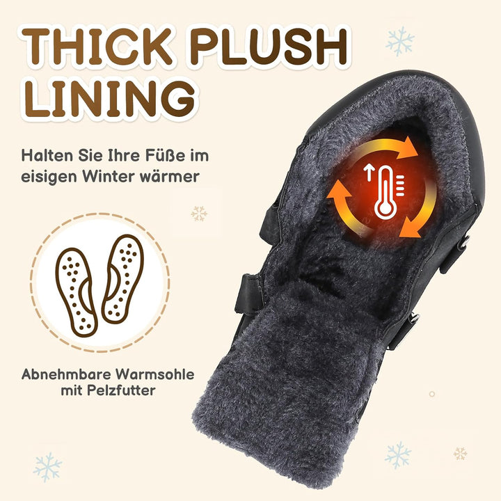 Mishansha Kinder Winterschuhe Gefüttert Winterstiefel für Jungen Mädchen Gr.24-38 27 EU Schwarz, 27