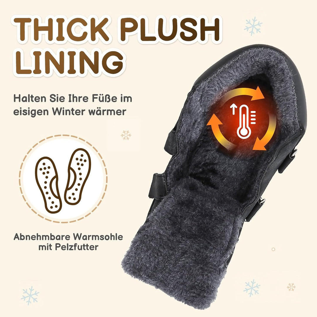 Mishansha Kinder Winterschuhe Gefüttert Winterstiefel für Jungen Mädchen Gr.24-38 34 EU Schwarz, 34