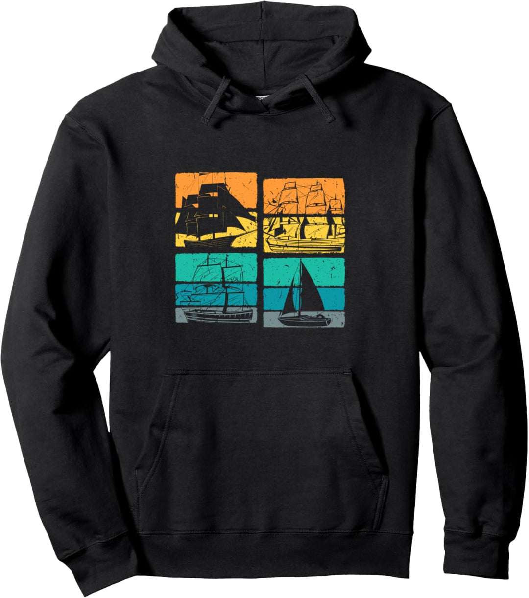 Vintage Bootfahren Kapitän Segelboote Segler Retro Pullover Hoodie