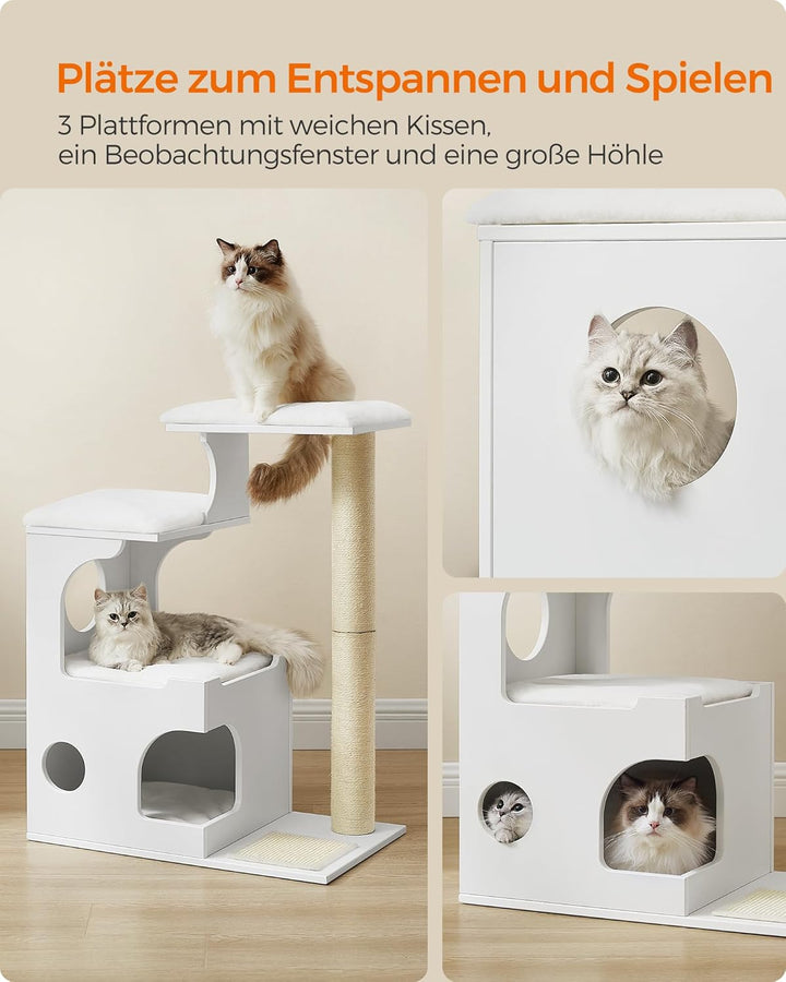 Feandrea Kratzbaum, 86 cm hoher Katzenbaum, Spanplatten-Katzenkratzbaum, mit Höhle, Liegeflächen, Sä