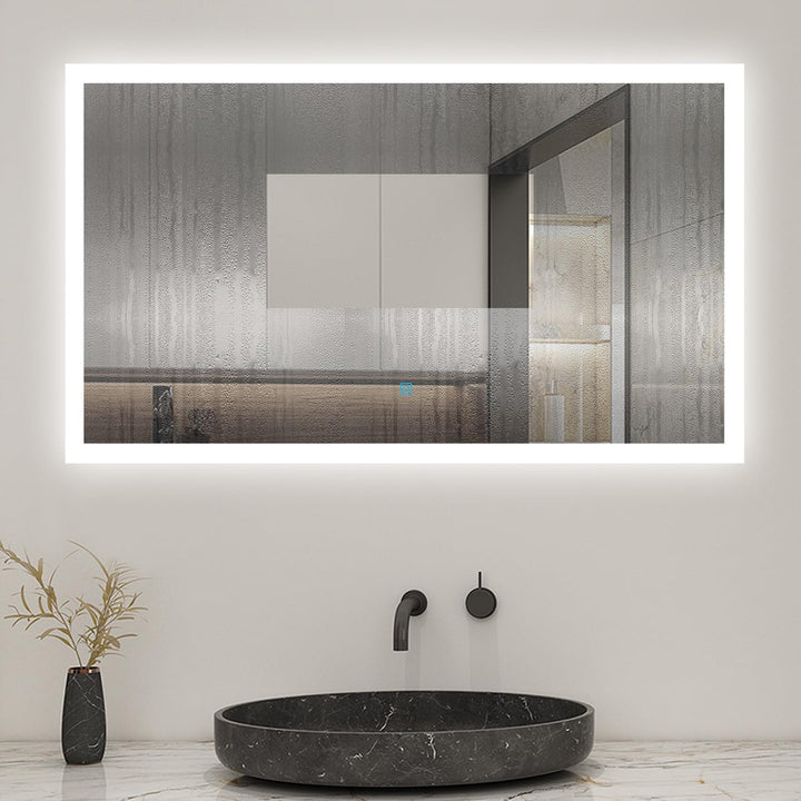 60x50cm LED Badspiegel mit Wandschalter/Touchschalter,Badspiegel mit Beleuchtung,Beschlagfrei,Badezi