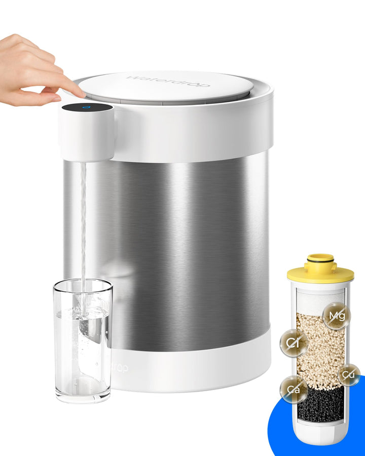 Waterdrop Sofortiges Nicht-Schwerkraft-Wasserfiltersystem, 21-Tassen-Edelstahl-Arbeitsplatten-Wasser