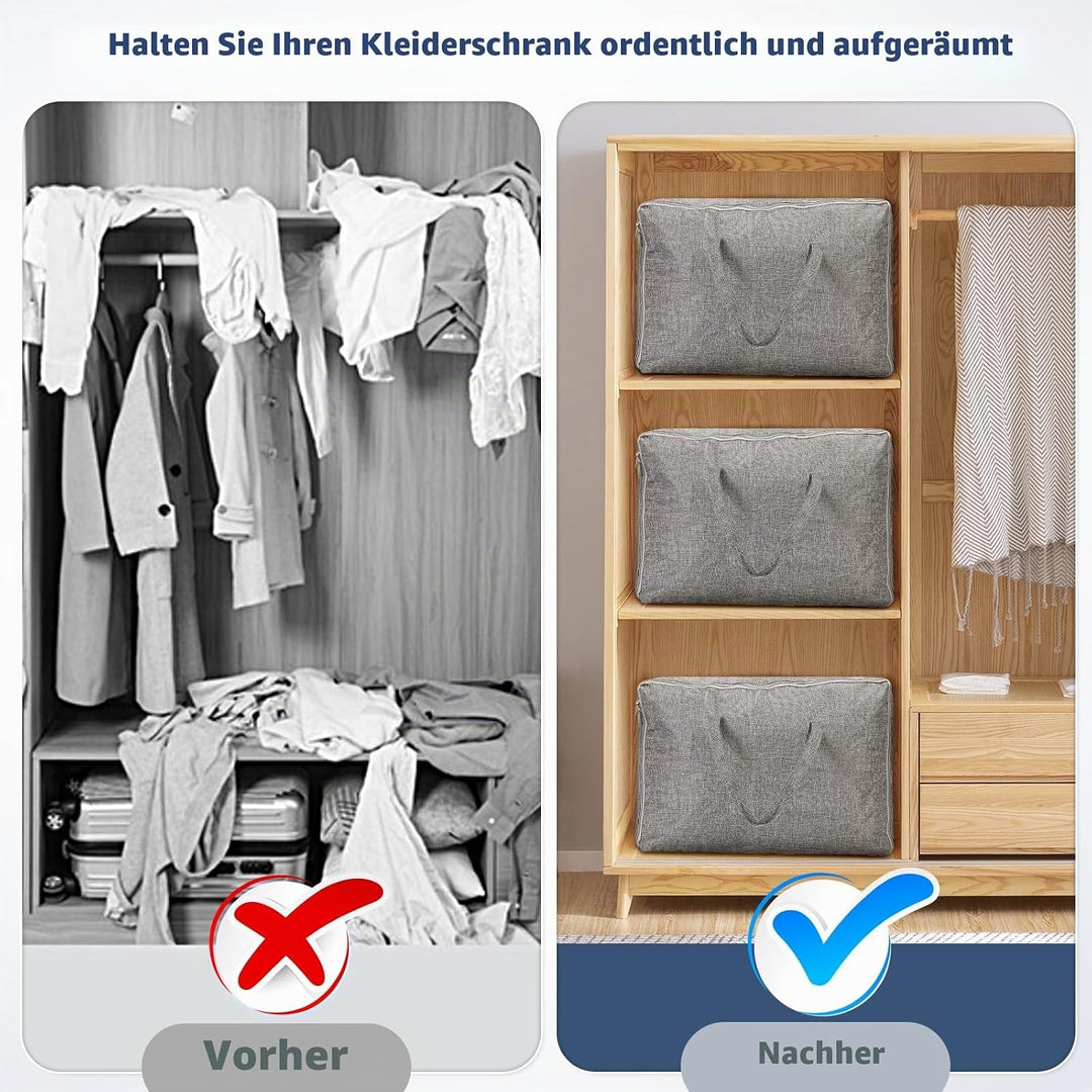 AiQInu 3 Stück Aufbewahrungstasche Gross, 105L+84L+70L Faltbare Unterbett Aufbewahrungsbox mit Handg