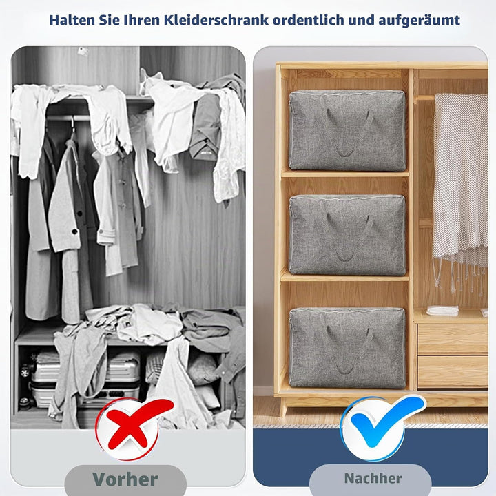 AiQInu 3 Stück Aufbewahrungstasche Gross, 105L+84L+70L Faltbare Unterbett Aufbewahrungsbox mit Handg