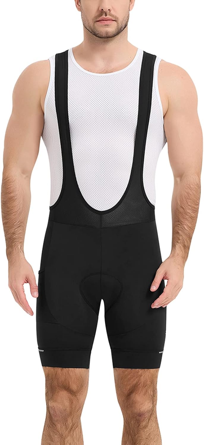 Santic Trägerhose Fahrrad Herren Fahrradhose Kurz mit Sitzpolster Radhose Herren Kurz Gepolstert M 2