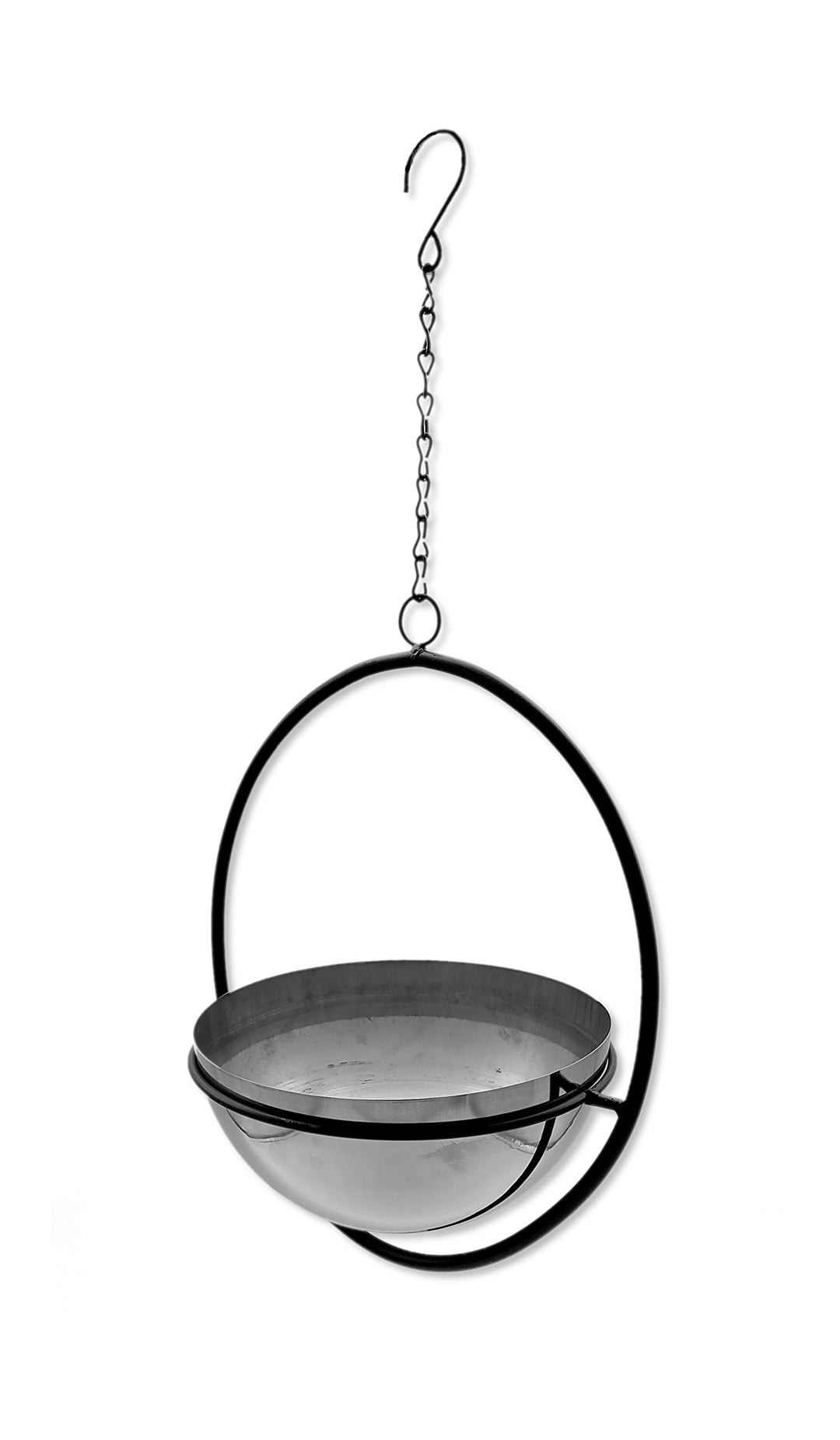 DARO DEKO Metall Blumen-Ampel mit Rahmen schwarz Silber 24 x 56cm Blumentopf hängend Hängeampel, 24