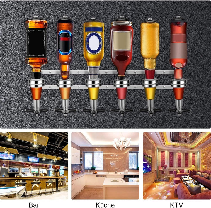 Youyijia 6 Schnapsspender Flaschenhalter Wandmontiert, 6 x 30 ml Bar Butler Getränkehalter für Spiri