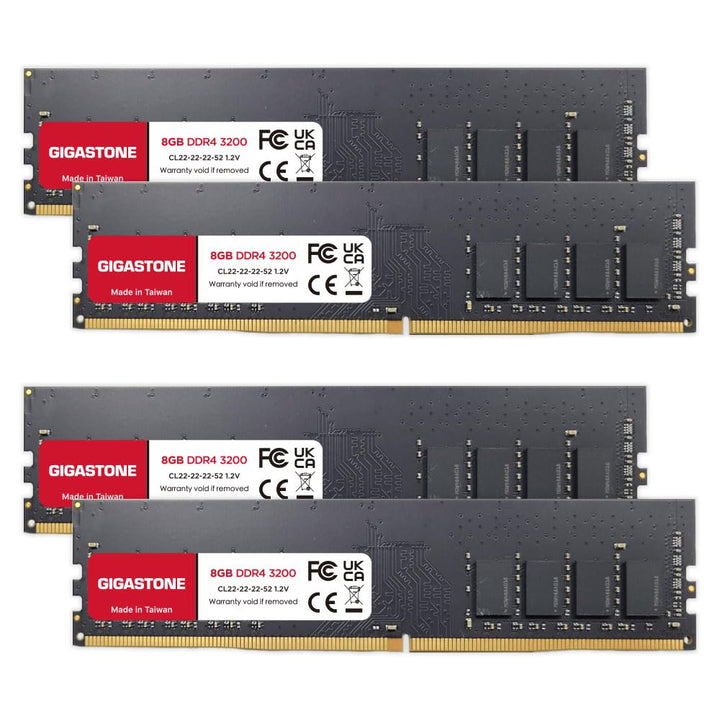 [DDR4 RAM] Gigastone Desktop RAM 32GB (4x8GB) DDR4 Ram 32GB DDR4-3200MHz PC4-25600 CL22 1.2V UDIMM 2