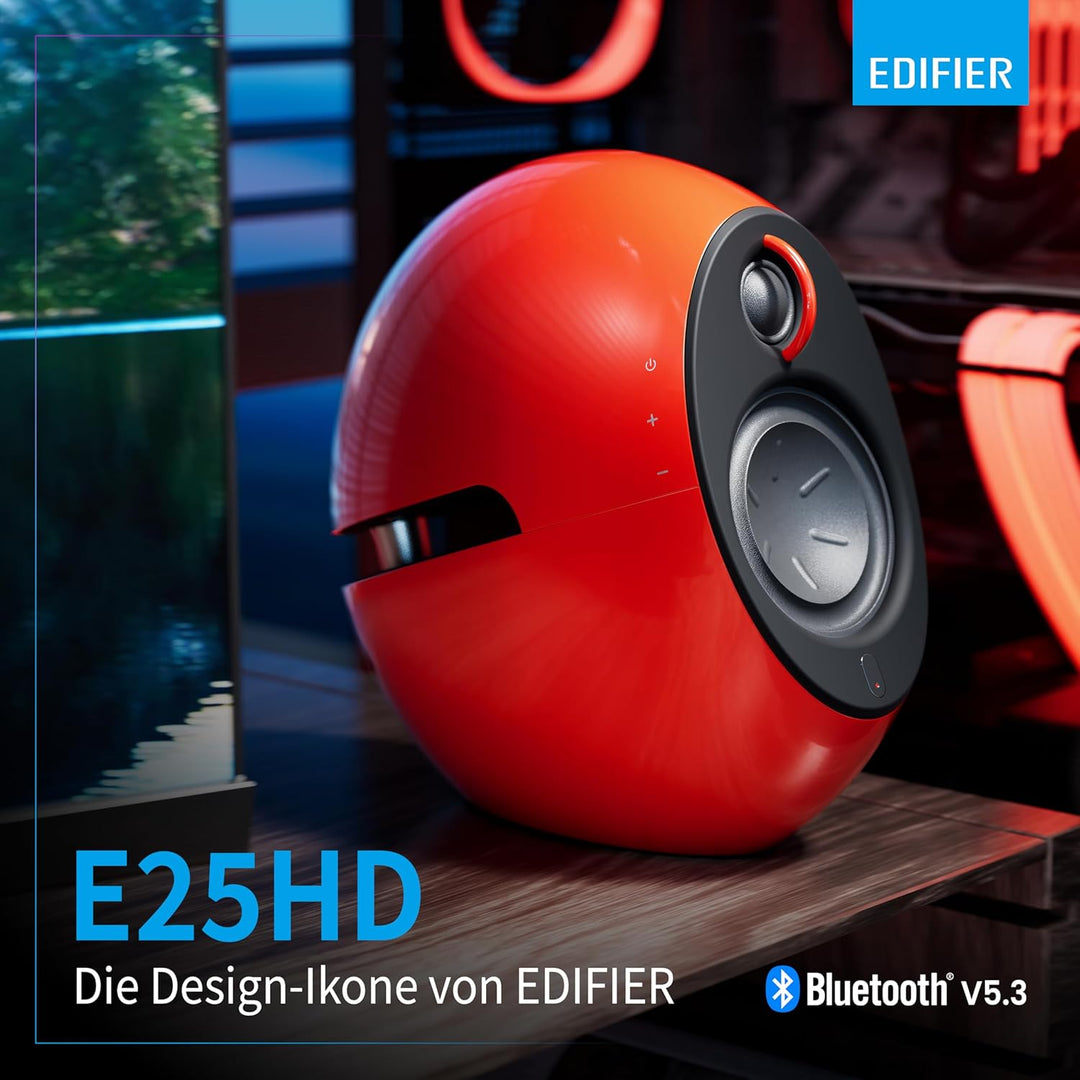 EDIFIER Luna E25 Design-Lautsprecherset mit Bluetooth (74 Watt), rot rot glänzend, rot glänzend