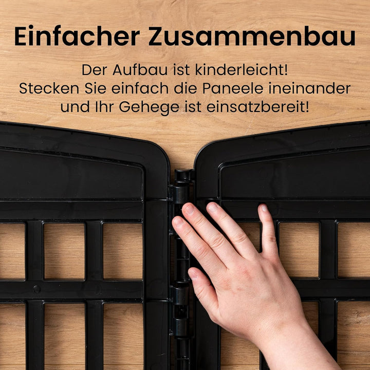 Iris Ohyama Welpenauslauf mit 4 Paneelen und abschliessbarer Tür, H60cm, Schwarz, Katzengehege, Hund