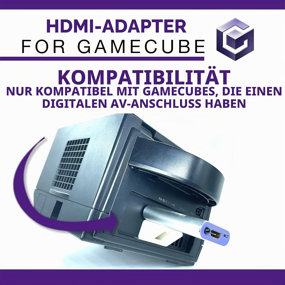 Gamecube HDMI Adapter für Original Nintendo Gamecube mit GCVideo Software - Unterstützt 2-Fach Zeile
