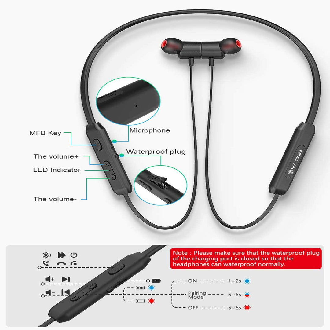 YATWIN Bluetooth Kopfhörer Sport in Ear, Bluetooth 5,0 Sportkopfhörer mit 16 Std HiFi Sound IPX7 Was