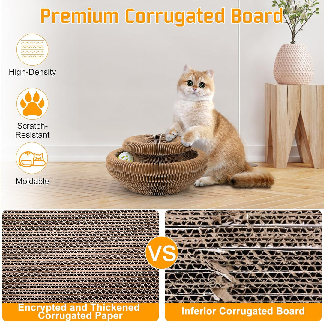 Kratzbrett Katze, 2-in-1 Cat Kratzbrett mit Glöckchen, Magische Orgel Cat Scratching Board, Zusammen