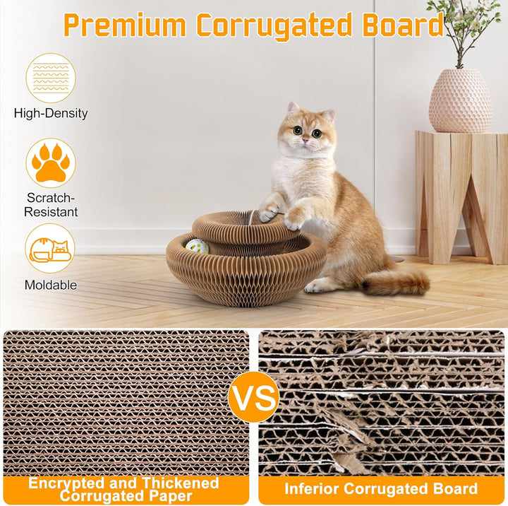 Kratzbrett Katze, 2-in-1 Cat Kratzbrett mit Glöckchen, Magische Orgel Cat Scratching Board, Zusammen