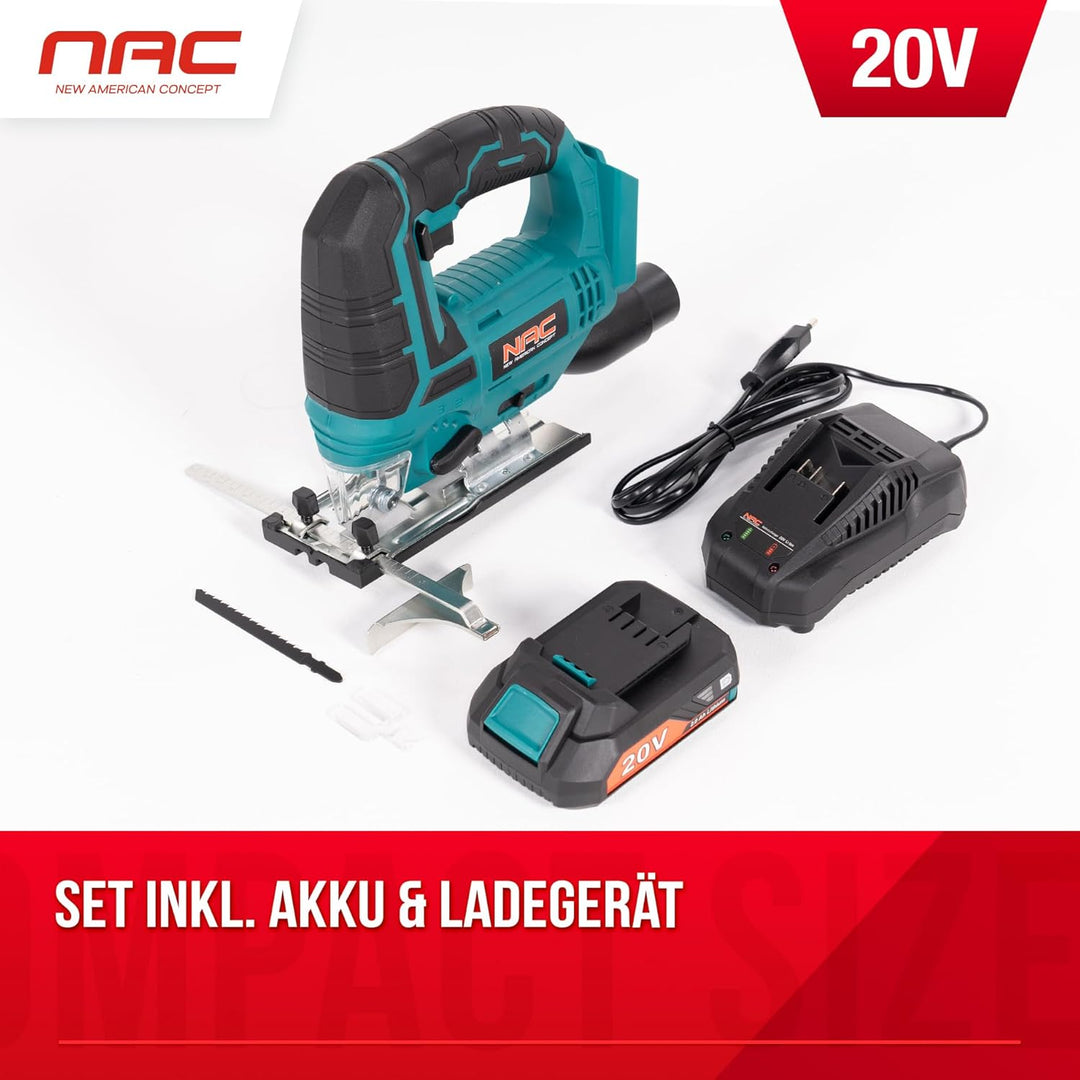 NAC NEW AMERICAN CONCEPT JS-20-LI-ST-20V Akku-Stichsäge, 420 W, Grün