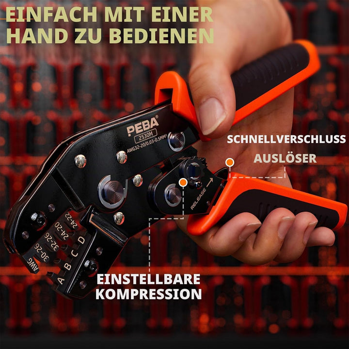 PEBA Crimpzange JST Stecker Set - 18 Arten 2,5 mm JST-XM Steckverbinder und Crimp Pins, 2/3/4/5/6/7