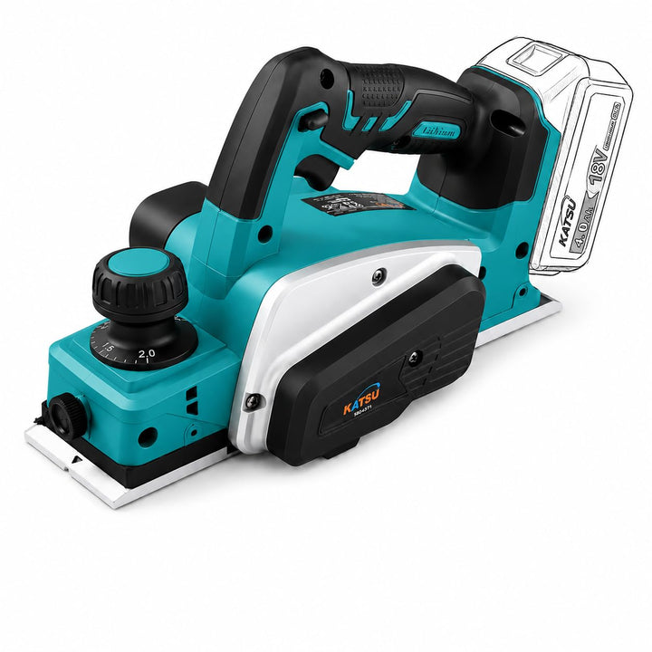 KATSU FIT-BAT 21V Akku Hobel, Elektrischer Handhobel mit 82mm Hobelbreite, bis 2mm Spantiefe, 15000R