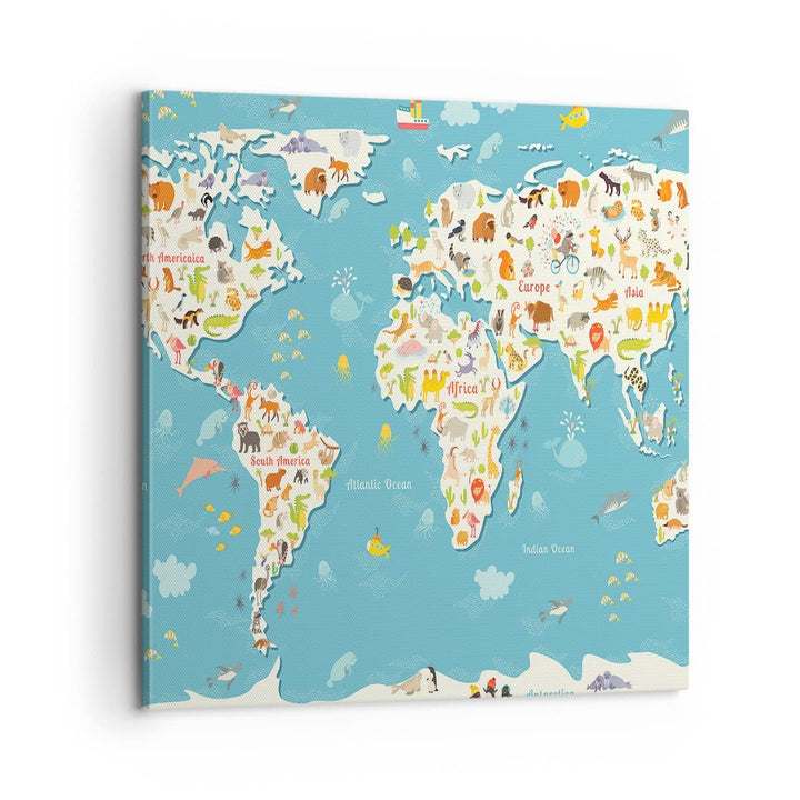 Bilder auf Leinwand Geographie Globus Grafik Illustration Leinwandbild 60x60cm Wandbilder Dekoration