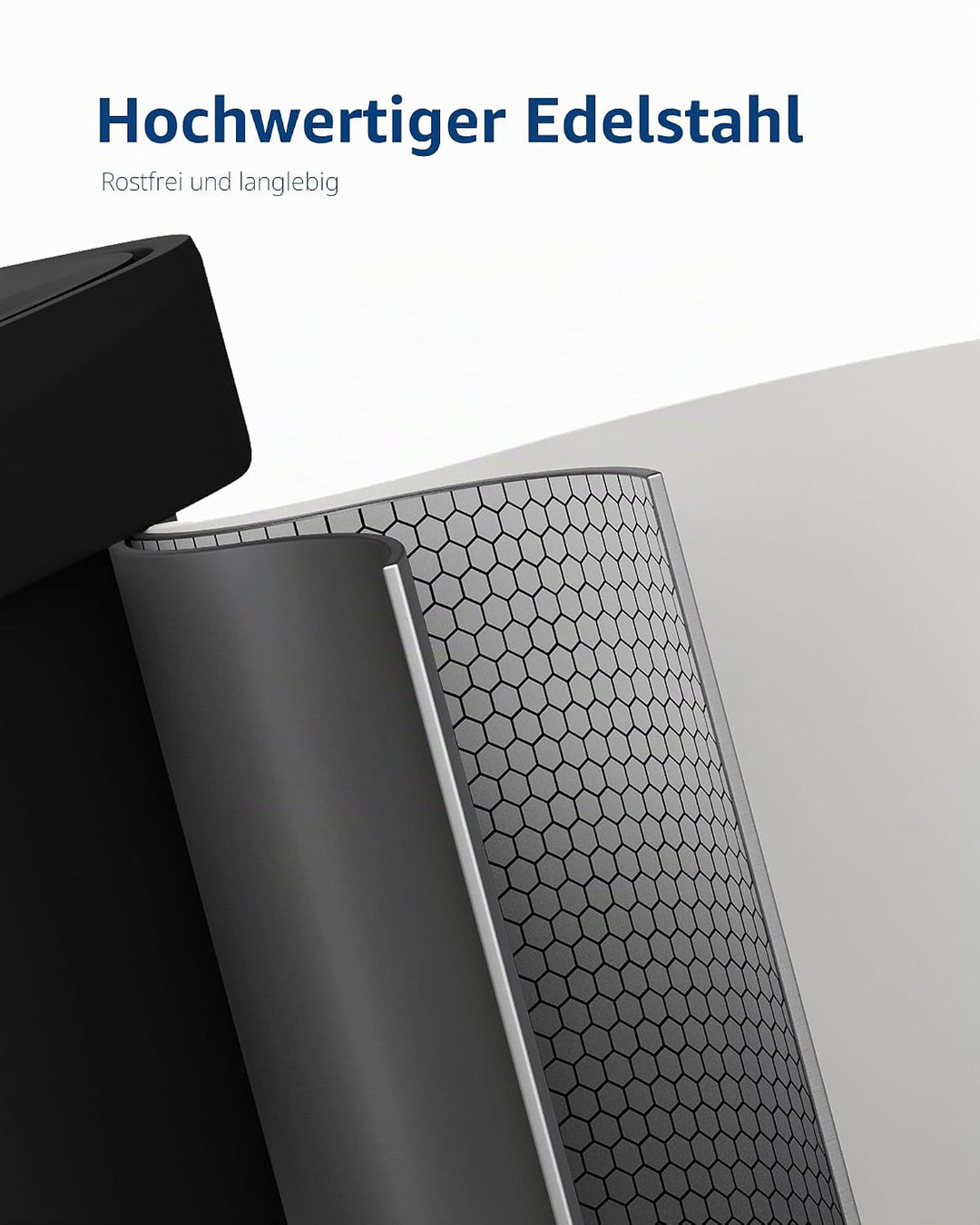 GarveeHome 50L Metall Mülleimer mit Deckel, grosser Tretmülleimer, Mülleimer Küche, rostfrei, mit Be