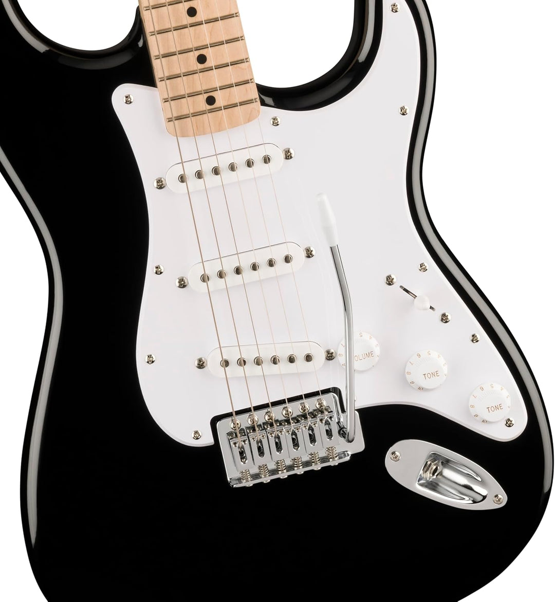 Squier by Fender Sonic Stratocaster® E-Gitarre, Griffbrett aus Ahorn, weisses Schlagbrett, schwarz