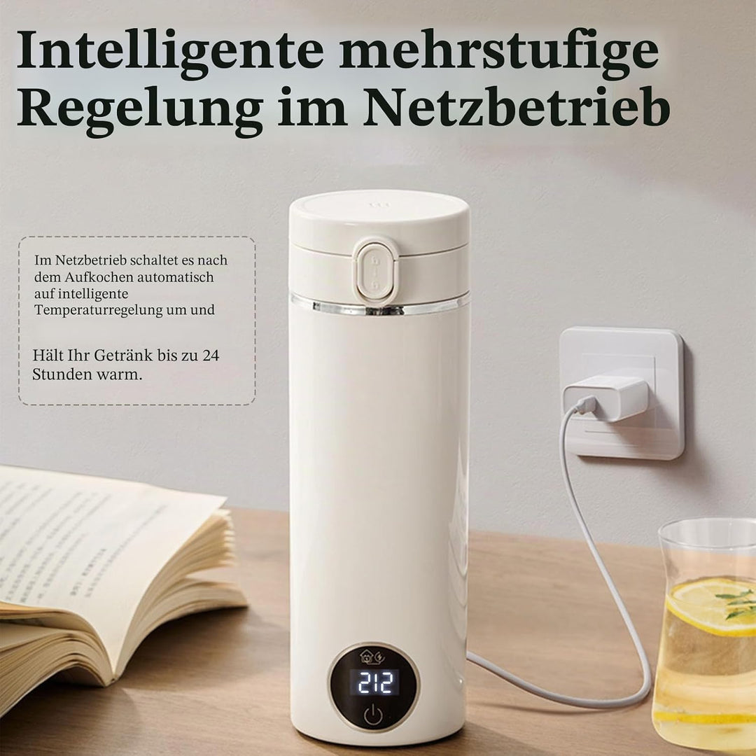 Tragbarer Reise-Wasserkocher 500 ml mit USB-C-Ladegerät, elektrischer Wasserkocher mit Tragegriff un