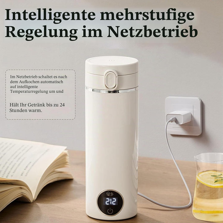 Tragbarer Reise-Wasserkocher 500 ml mit USB-C-Ladegerät, elektrischer Wasserkocher mit Tragegriff un
