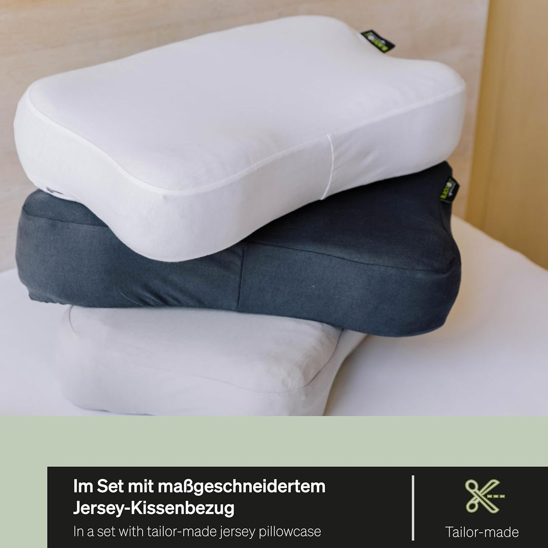 BLACKROLL® Recovery Pillow Set Jersey Hellgrau, ergonomisches HWS Nackenkissen aus Memory-Foam inkl.