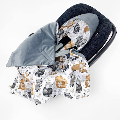 BABEES Einschlagdecke für Babyschale Autositz FRÜHLING Sommer, Universal, Velvet Baby Decke mit Klet