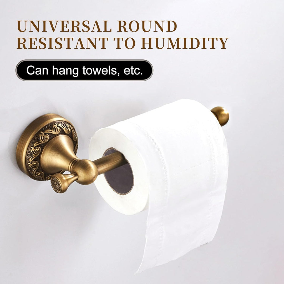 Toilettenpapierhalter für Badezimmer, Wandmontage, antikes Messingmuster, Schnitzerei, gebürstete Br