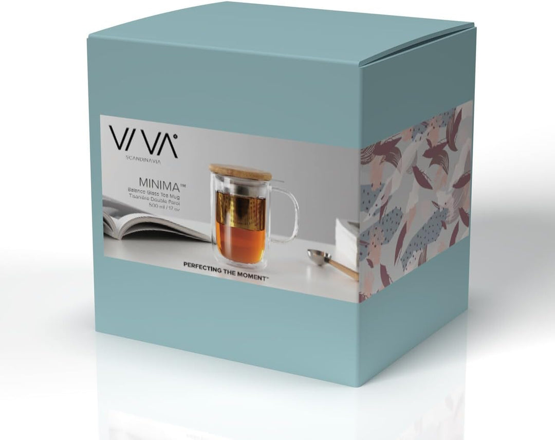 Viva Scandinavia Teetasse Glas doppelwandig mit Griff, Thermoglas mit Edelstahl-Sieb für Losen Tee-B