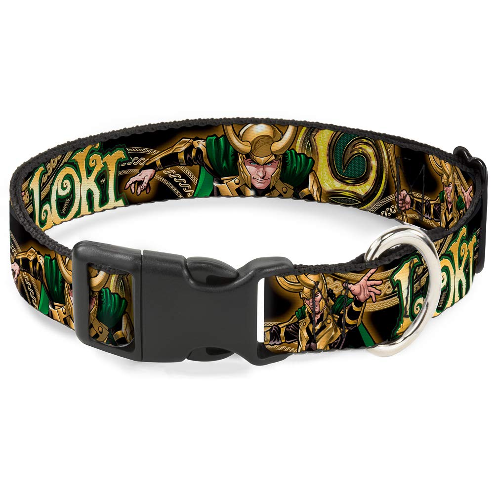 Hundehalsband, Kunststoff, mit Clip, Loki-Posen, Schwarz, Gold, Grün, 38,1 bis 66 cm, 2,5 cm breit 1