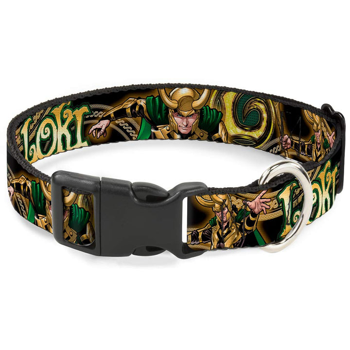 Hundehalsband, Kunststoff, mit Clip, Loki-Posen, Schwarz, Gold, Grün, 38,1 bis 66 cm, 2,5 cm breit 1