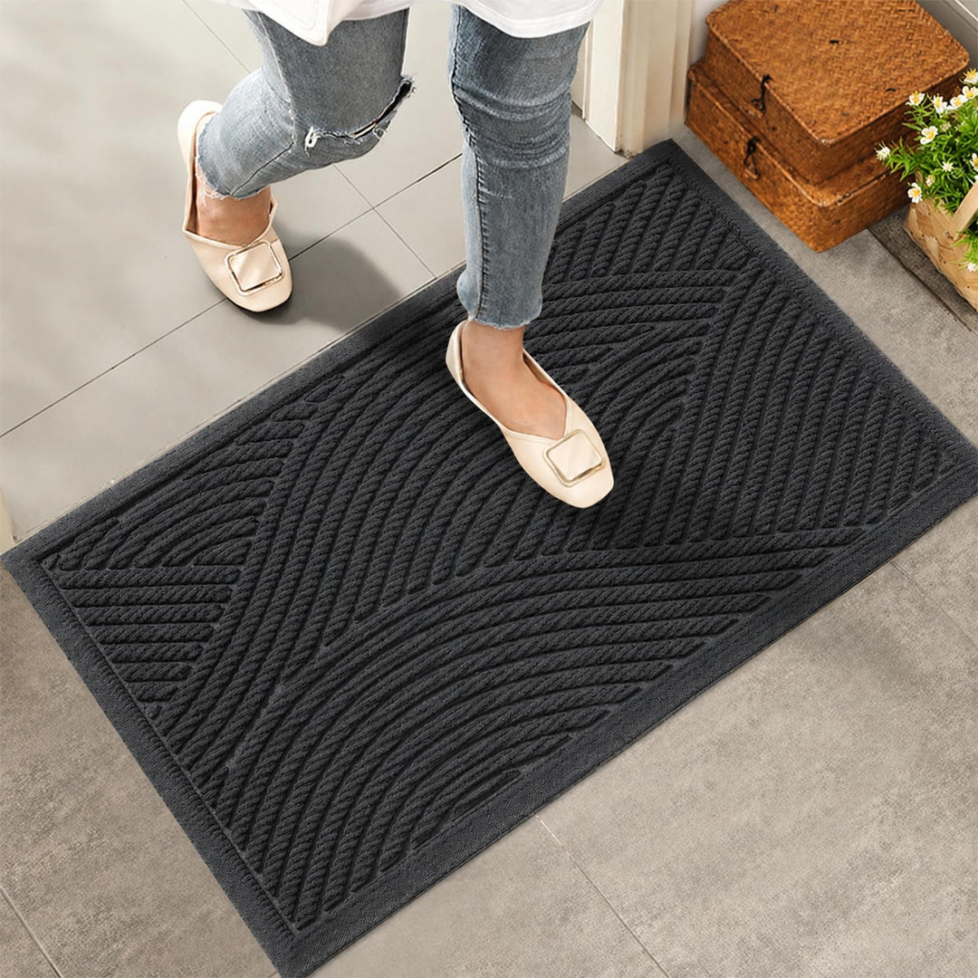 Fussmatte 40 x 60 cm Innen &amp; Aussen, rutschfeste Schmutzfangmatte, Waschbar Fussmatte, Wasserdicht T