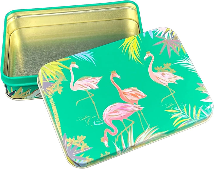 Geschenkdose Design Sara Miller - Liebevoll gestaltete rechteckige Bonbondose - Motiv Flamingo - Bon