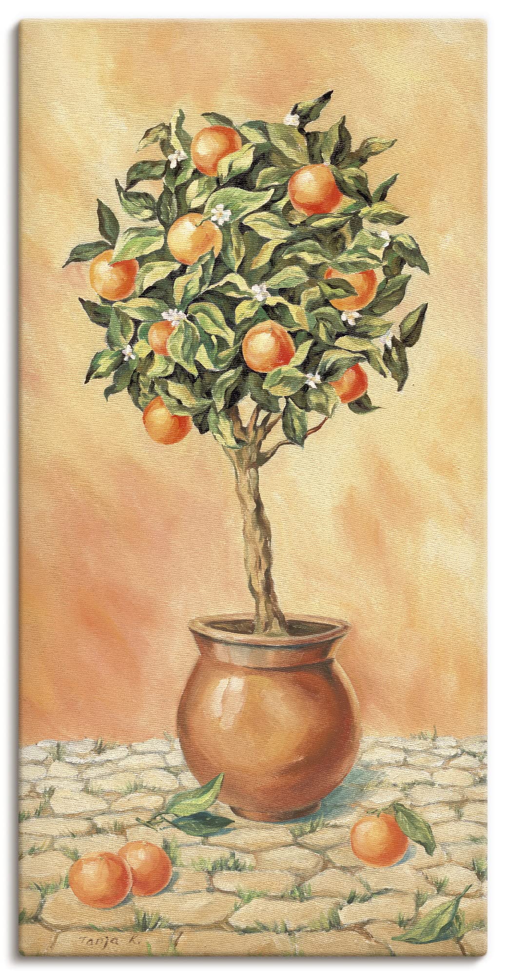 ARTland Leinwandbilder Wandbild Bild auf Leinwand 50x100 cm Botanik Pflanzen Topfpflanze Malerei Ora