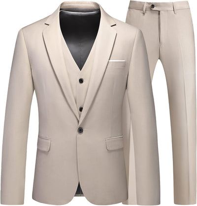 KUDMOL Herren 3-Stücke Anzug Business EIN Knopf Smoking Anzug für Männer Smoking Klassische Blazer W