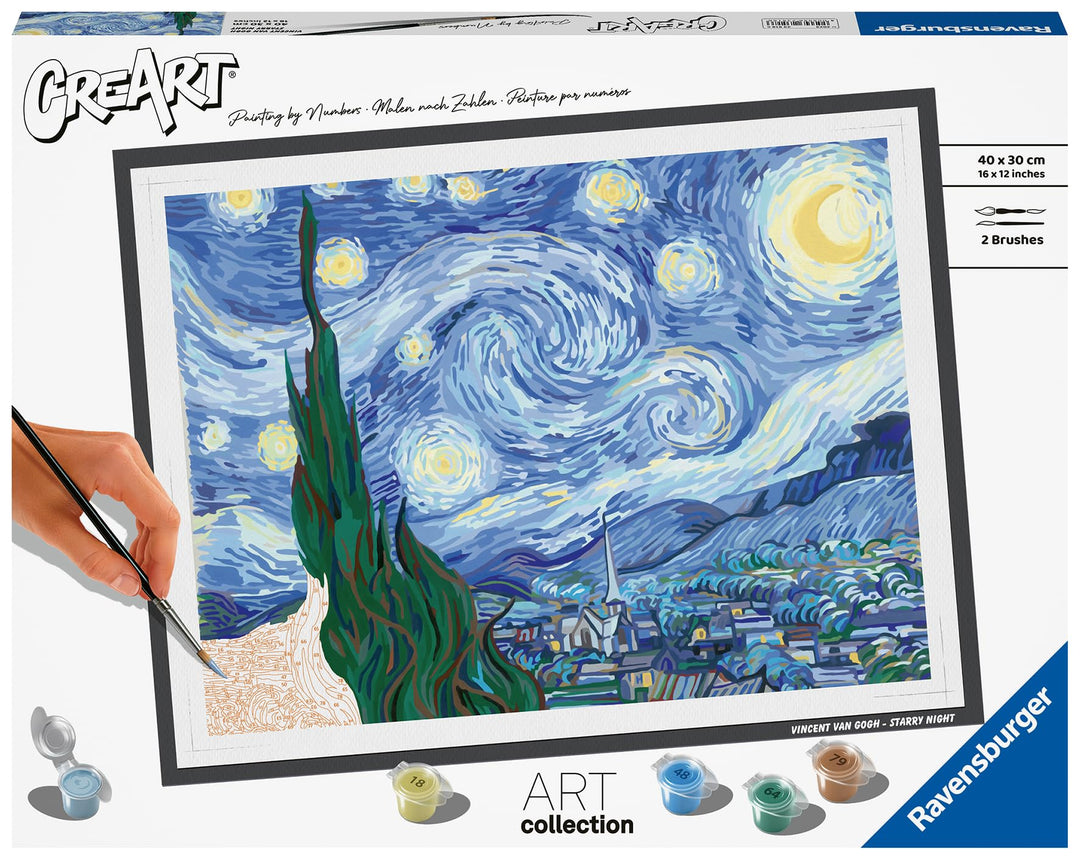 Ravensburger CreArt 23518 - Die Sternennacht (Vincent Van Gogh) - Malen nach Zahlen Erwachsene, DIY