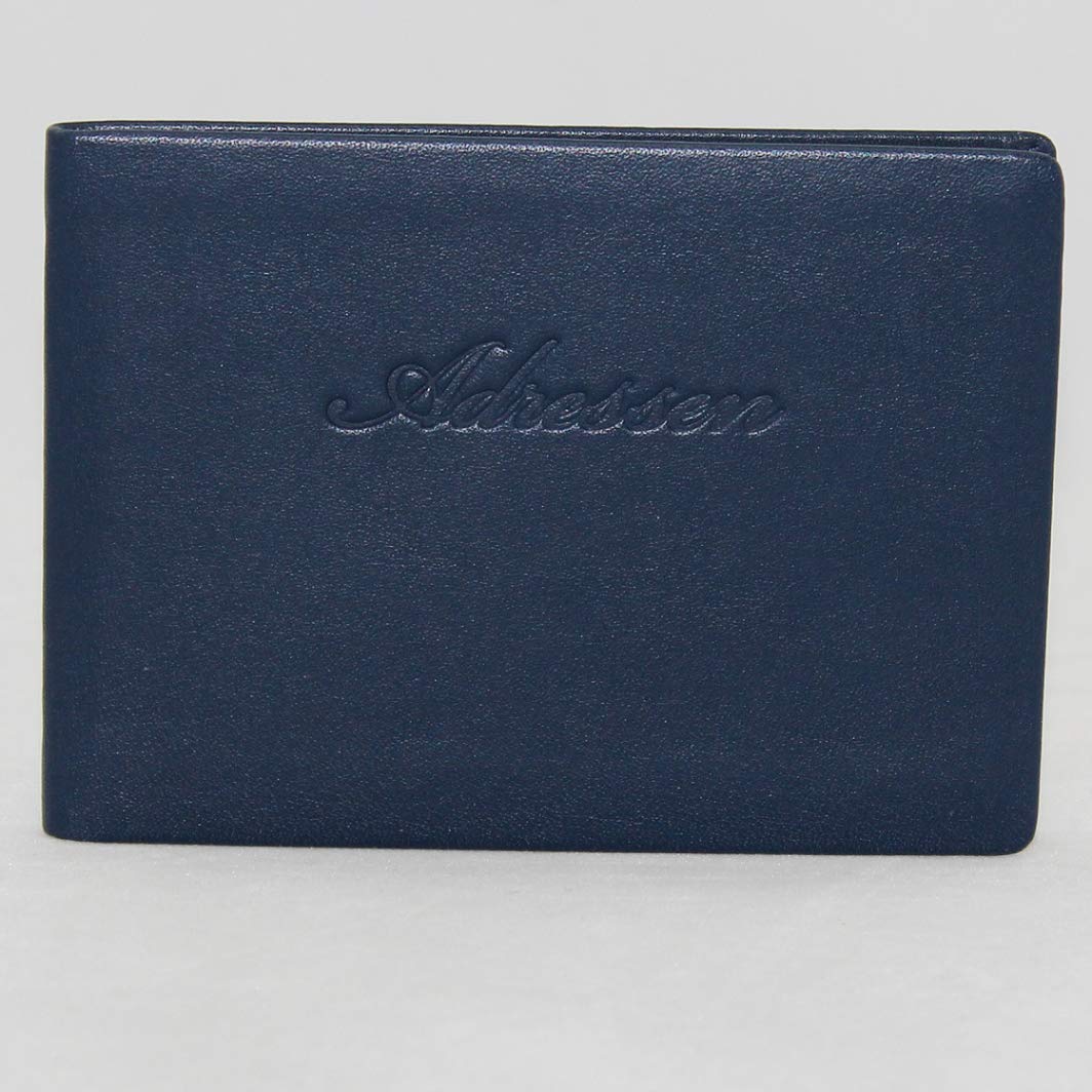 Adressbuch Leder quer in verschiedenen Farben (blau), blau