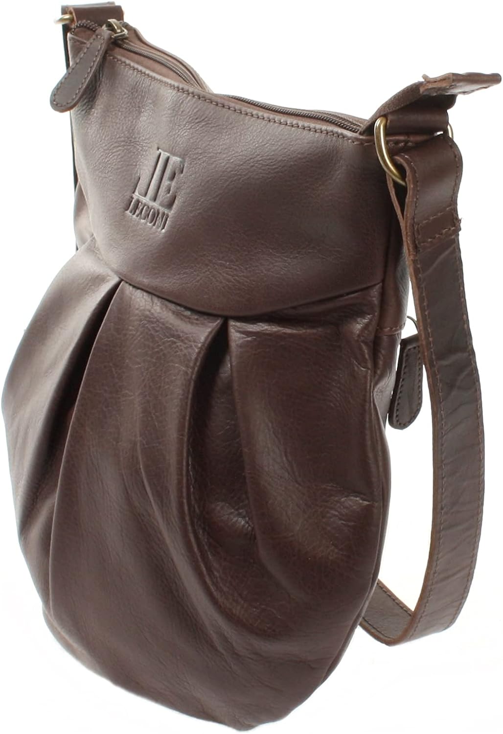 LECONI kleine Schultertasche Damentasche Umhängetasche natur weiche Ledertasche Handtasche Damen Led