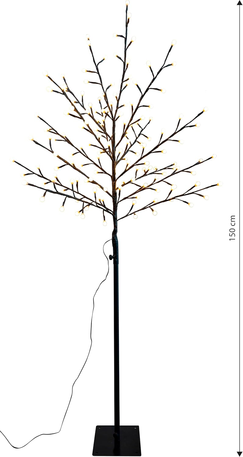 Northpoint Dekorativer LED Baum mit 150 warmweissen LEDs Höhe 150 cm mit Timer 6 Stunden An 18 Stund