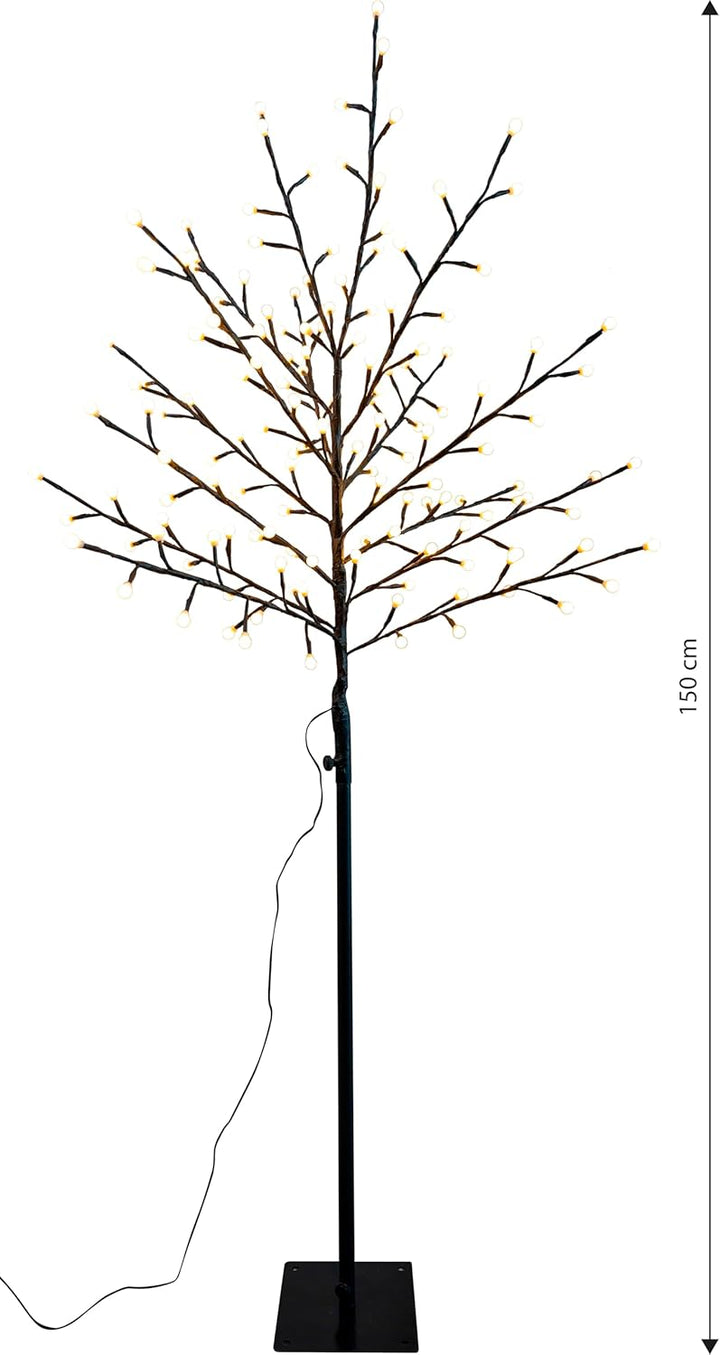 Northpoint Dekorativer LED Baum mit 150 warmweissen LEDs Höhe 150 cm mit Timer 6 Stunden An 18 Stund