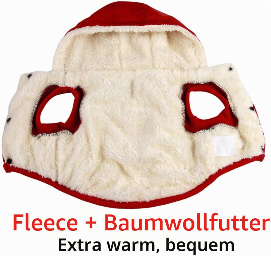 Warmes Fleece Hund Hoodie im Winter, kleine Hundejacke Hundemäntel mit Kapuze (Rot M) Medium (Pack o