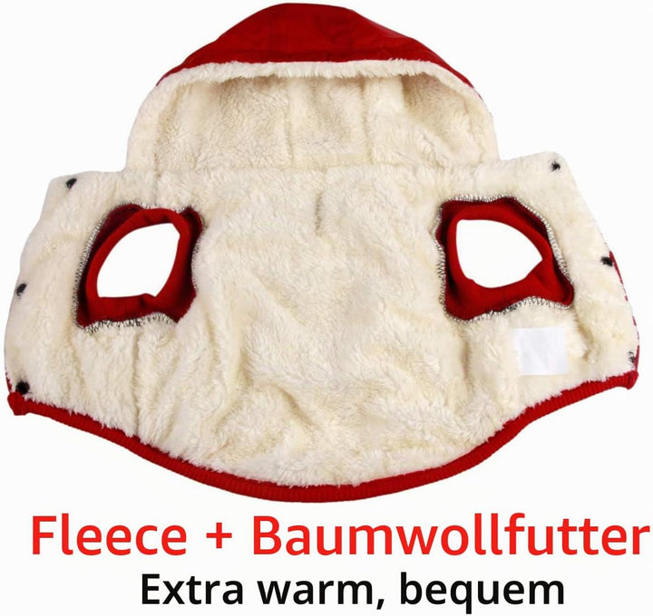 Warmes Fleece Hund Hoodie im Winter, kleine Hundejacke Hundemäntel mit Kapuze (Rot M) Medium (Pack o