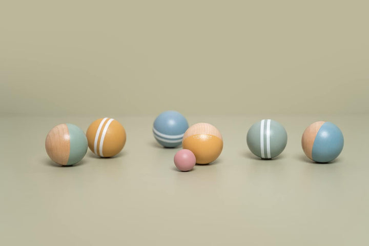 Little Dutch Holz Boule Spiel - Fördert die Entwicklung der Hand-Augen-Koordination - 6 grosse Kugel