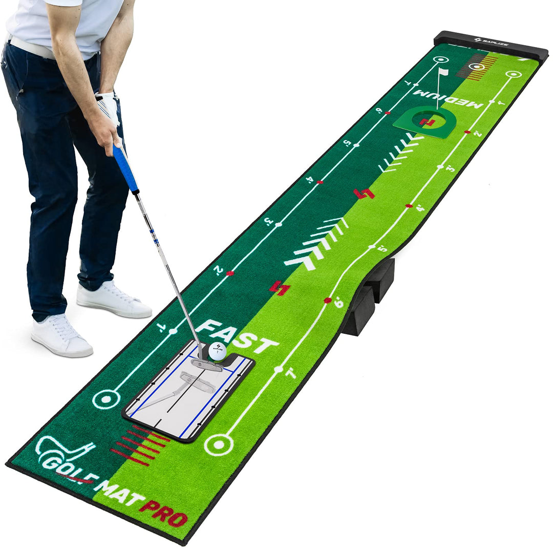 SAPLIZE Golf Putting Matte, Optionen von Bundle A (Trajectory Tracing, mit Mehreren Trainingsmodi) o