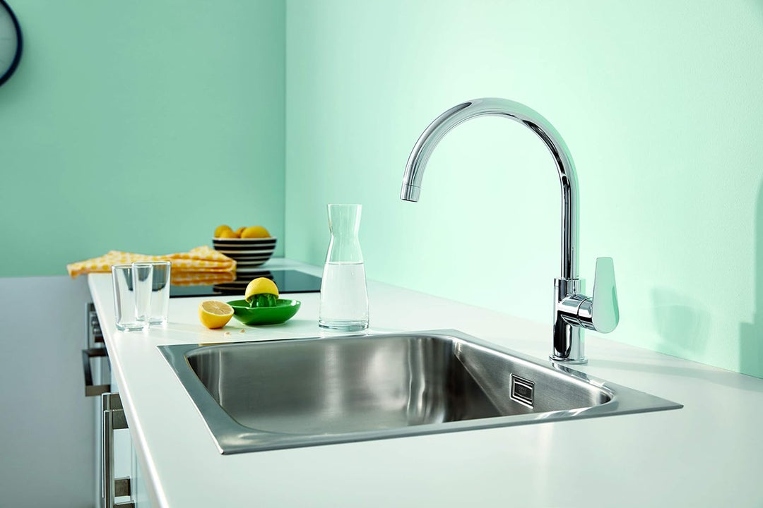 GROHE BauEdge – Einhebel-Küchenmischbatterie (Einlochmontage, hoher Auslauf, Schwenkbereich 360˚, 28