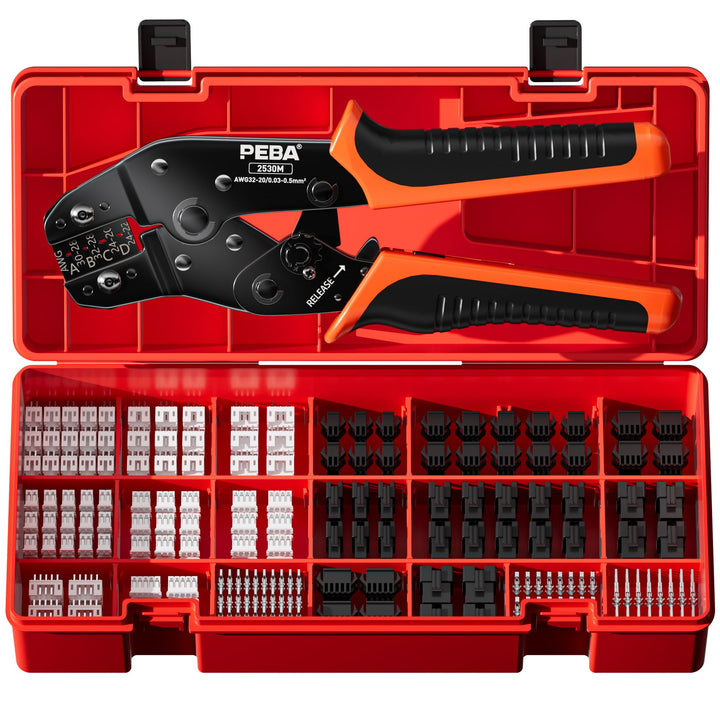 PEBA Crimpzange JST Stecker Set - 19 Arten 2,5 mm JST-XH & JST-SM Steckverbinder, JST Crimpkontakten