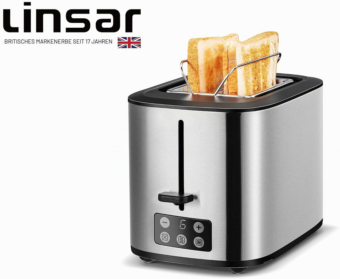 Toaster - Zwei-Scheiben-Toaster - Mit Touchdisplay, 6 Bräunungsstufen, Herausnehmbarer Krümelschubla
